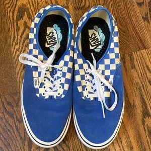 Vans Blue and White Checkerboard Low-Top Sneakers